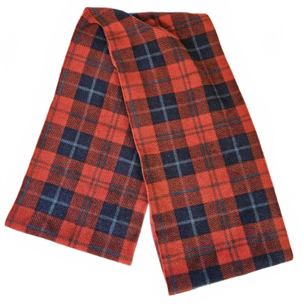 Red and Navy Plaid Fleece Scarf